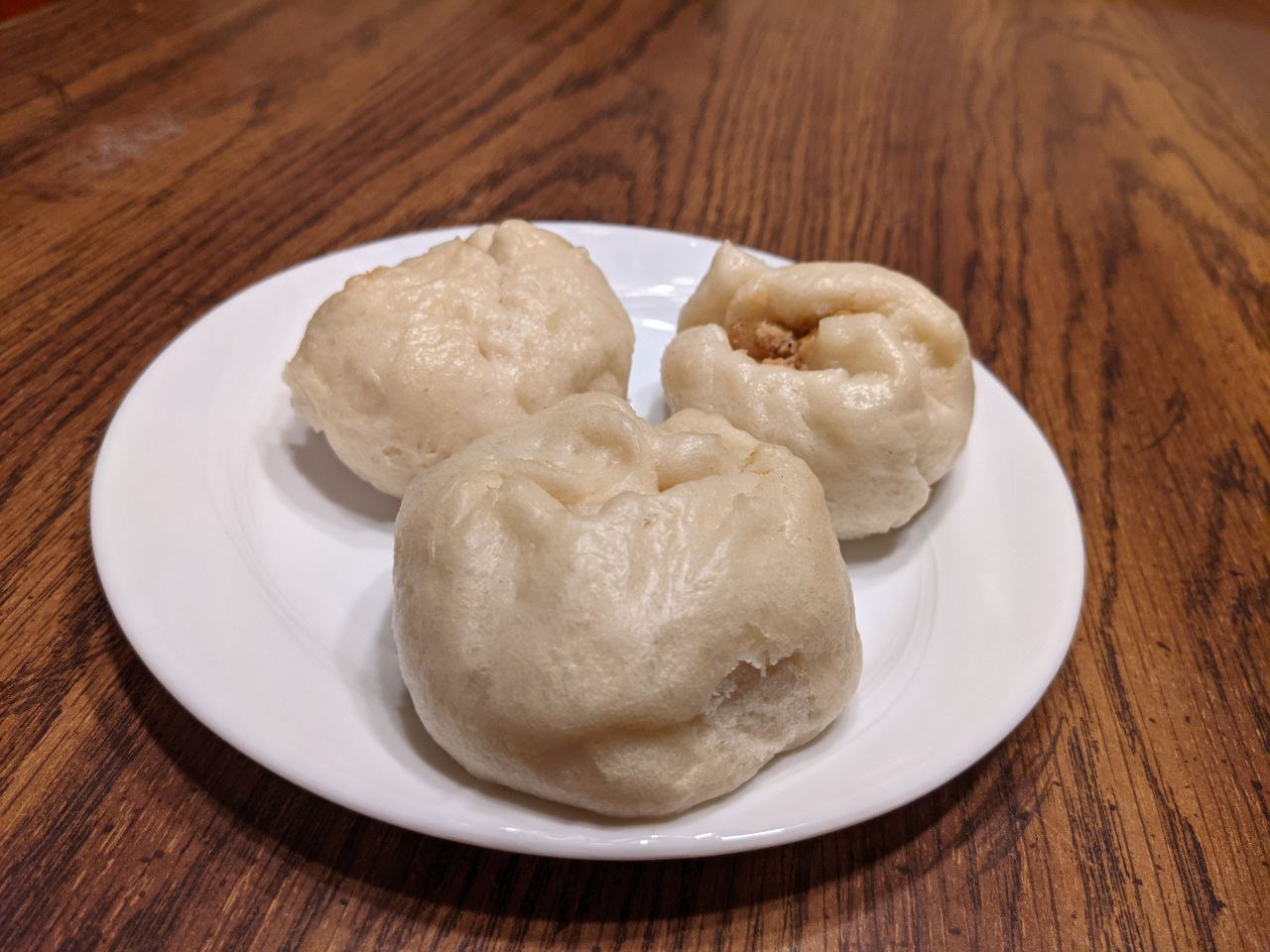 Three dumplings on a plate. Three dumplings on a plate.